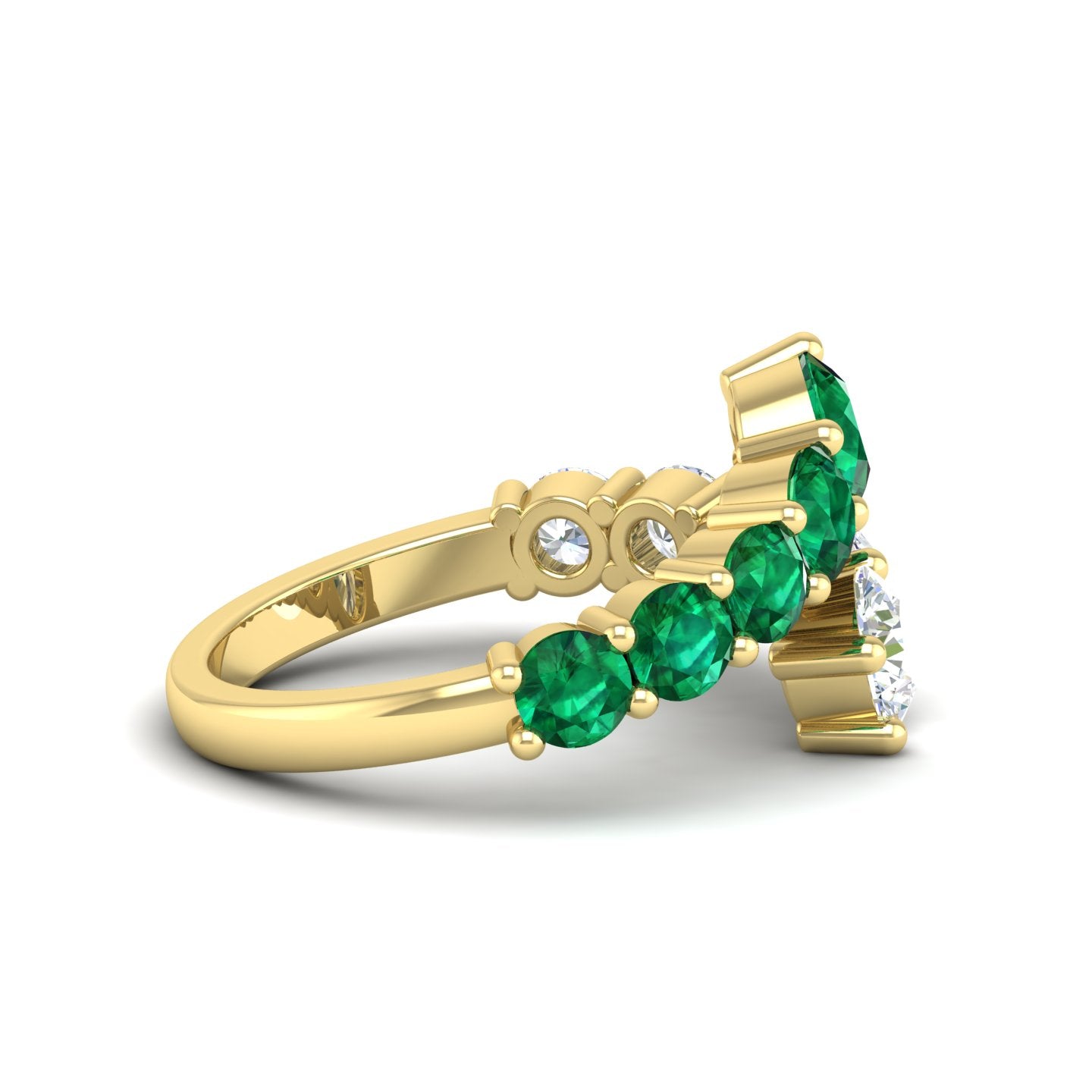 Emerald and Diamond Bypass Ring