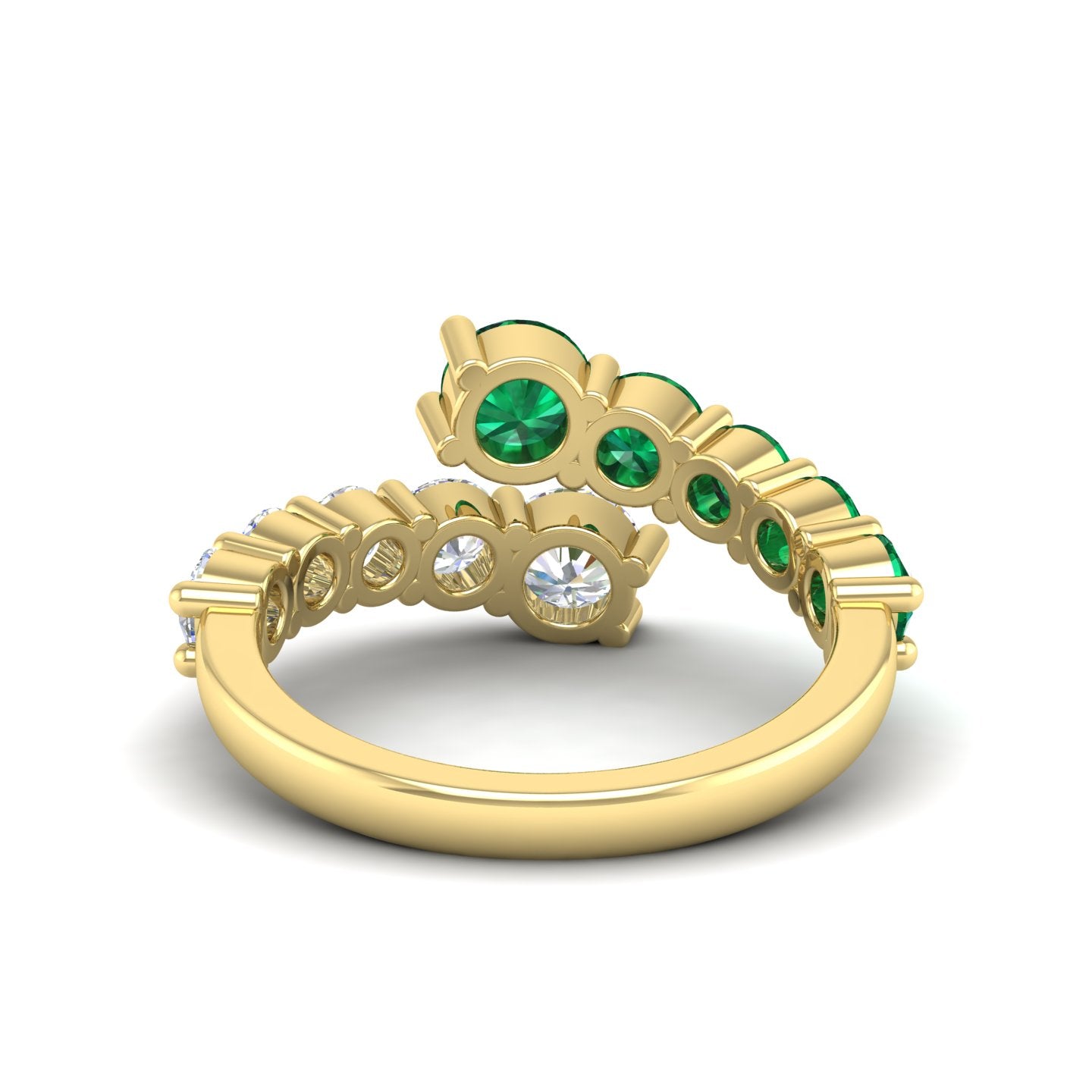 Emerald and Diamond Bypass Ring