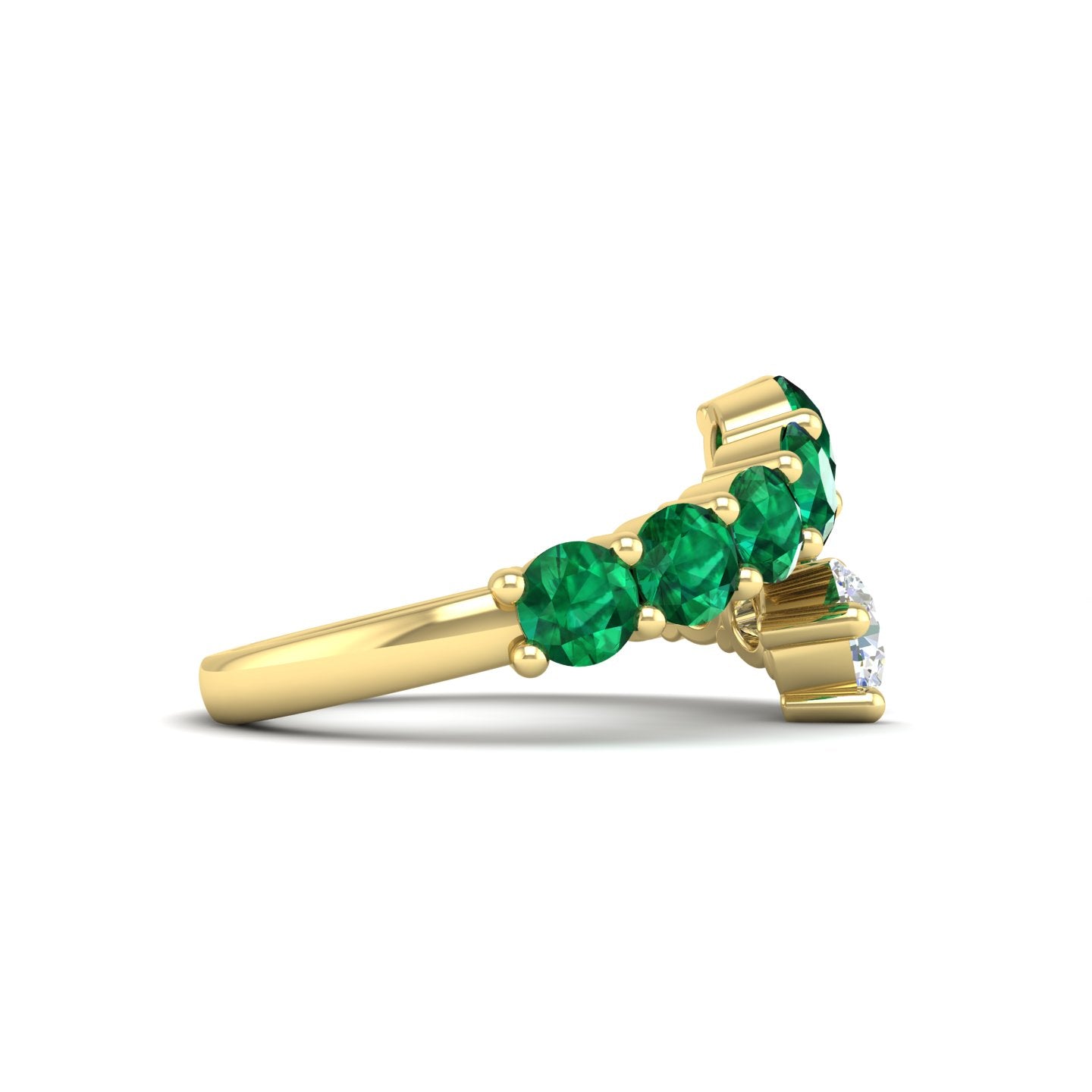 Emerald and Diamond Bypass Ring