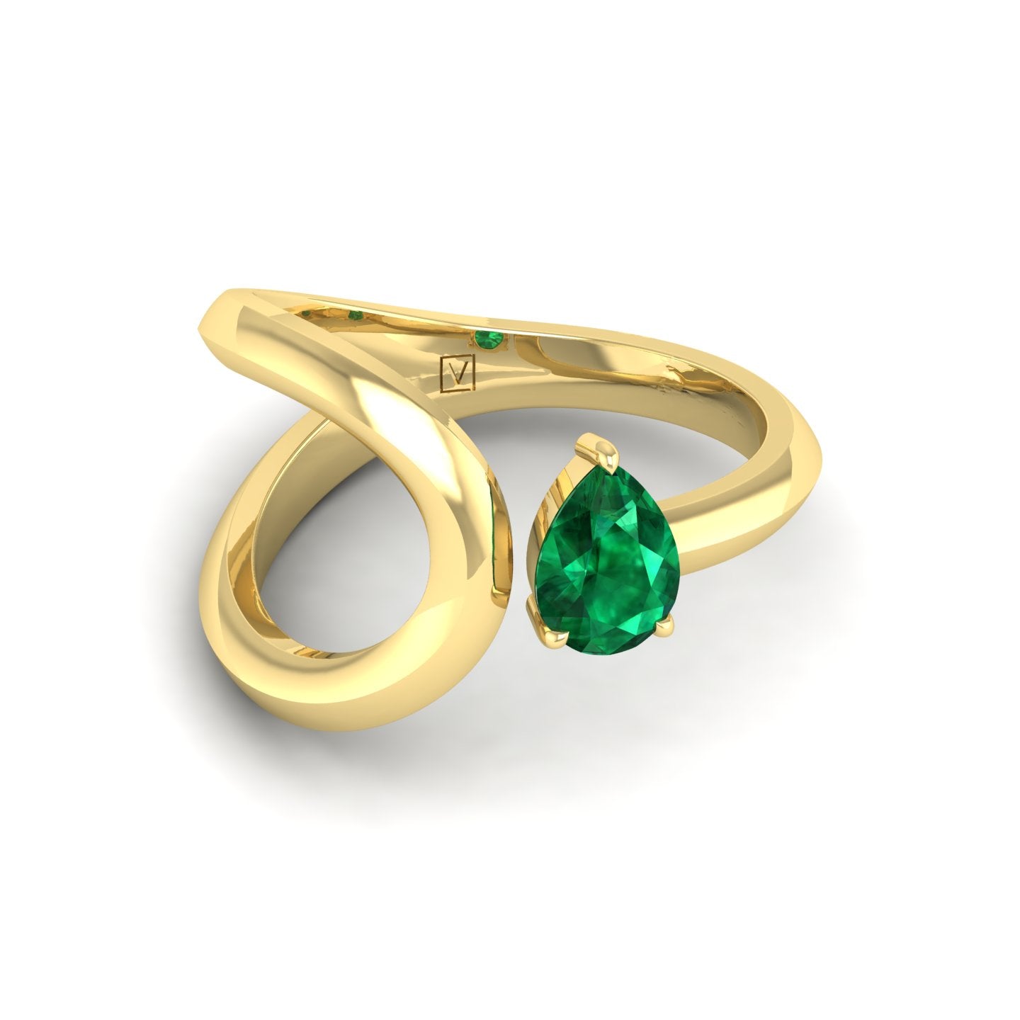 Emerald Solitaire Open Ring