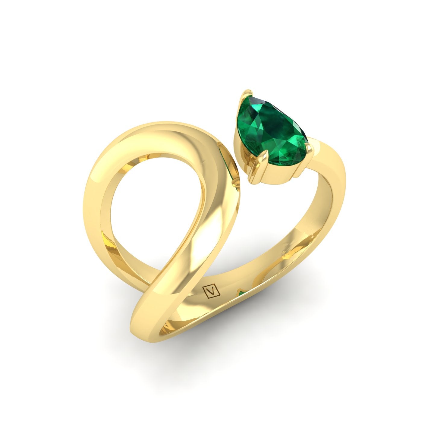 Emerald Solitaire Open Ring