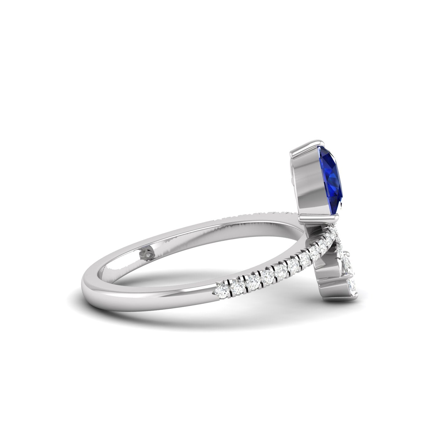 Blue Sapphire and Diamond Bypass Ring