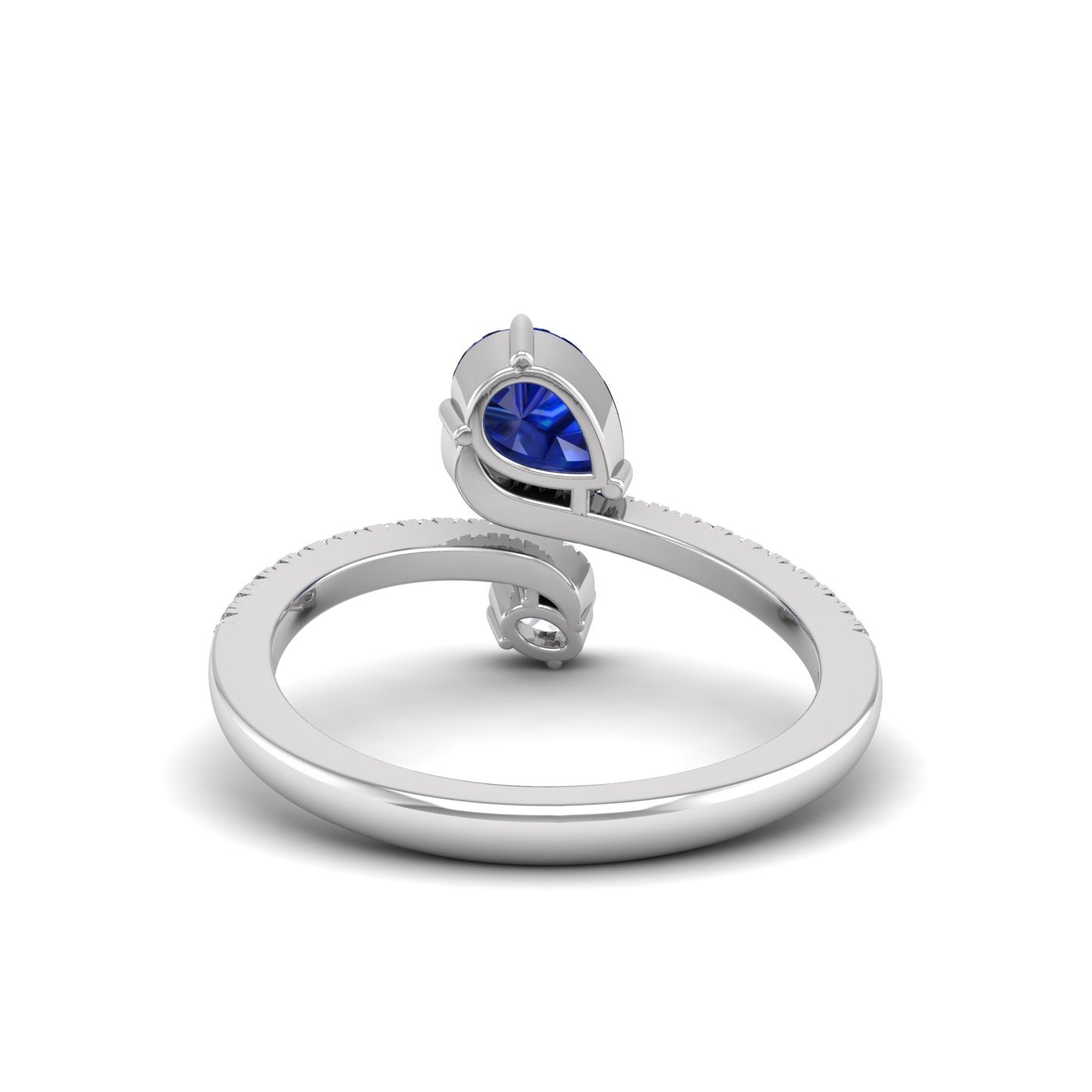 Blue Sapphire and Diamond Bypass Ring