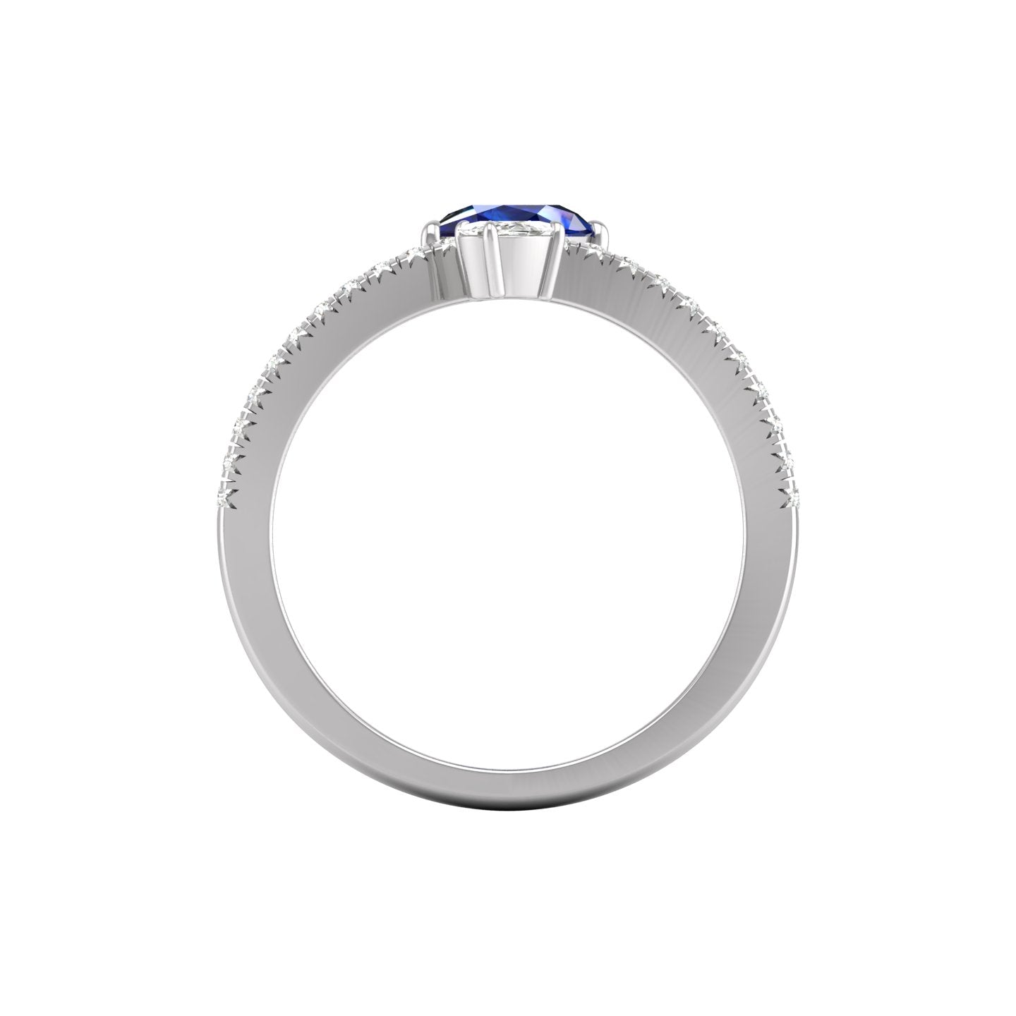 Blue Sapphire and Diamond Bypass Ring